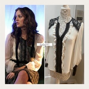 SOLD Alt Nanette Lepore ivory lace top 10 ASO Gossip Girl Blair Waldorf